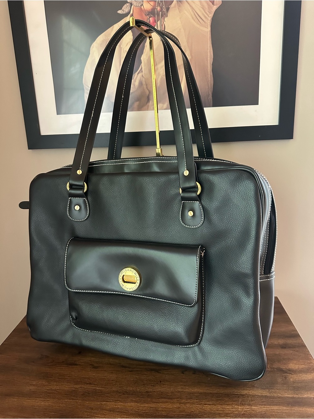 Isaac Mizrahi Black Leather Tote